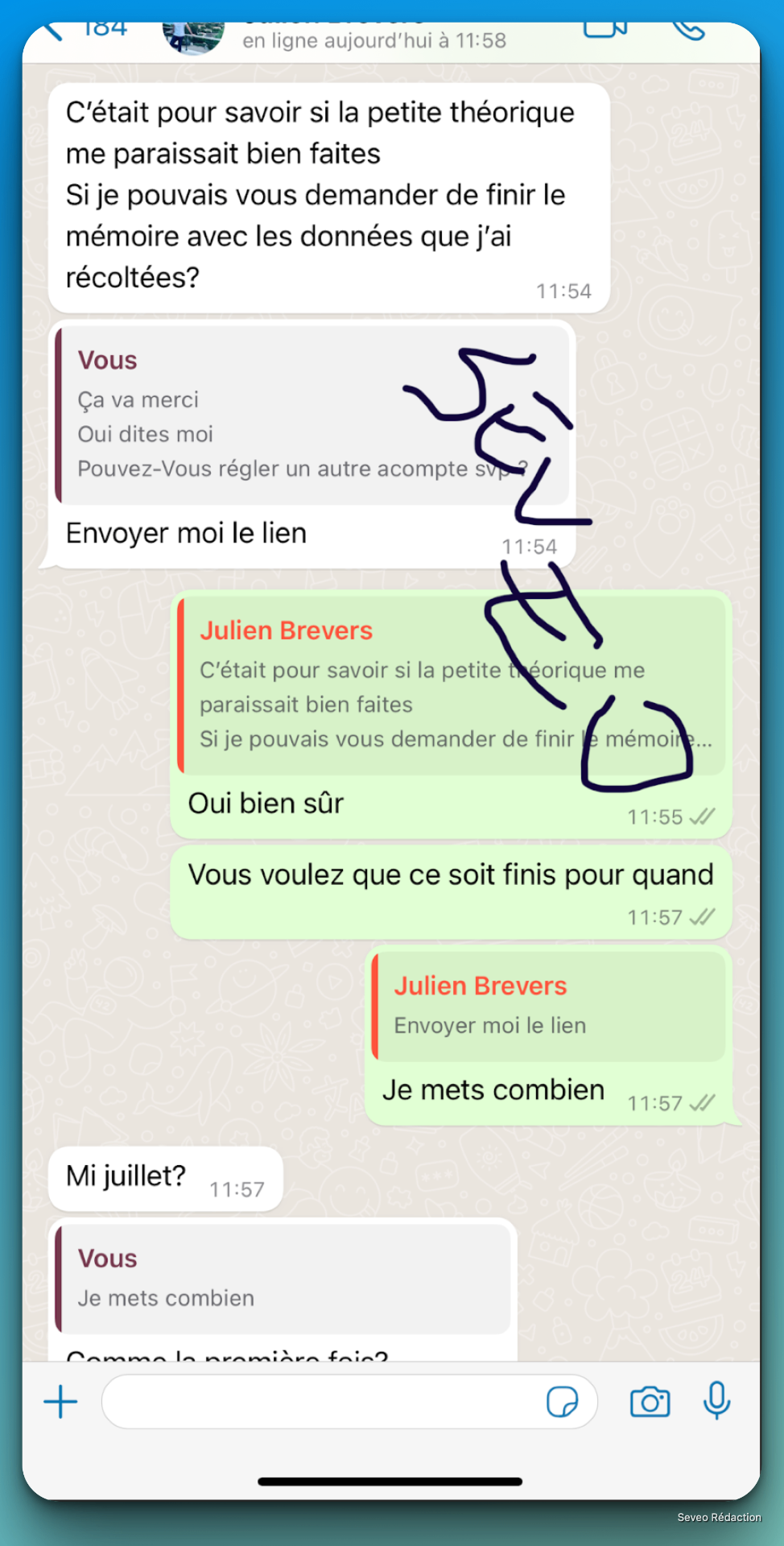 Client satisfait demande finir le mémoire