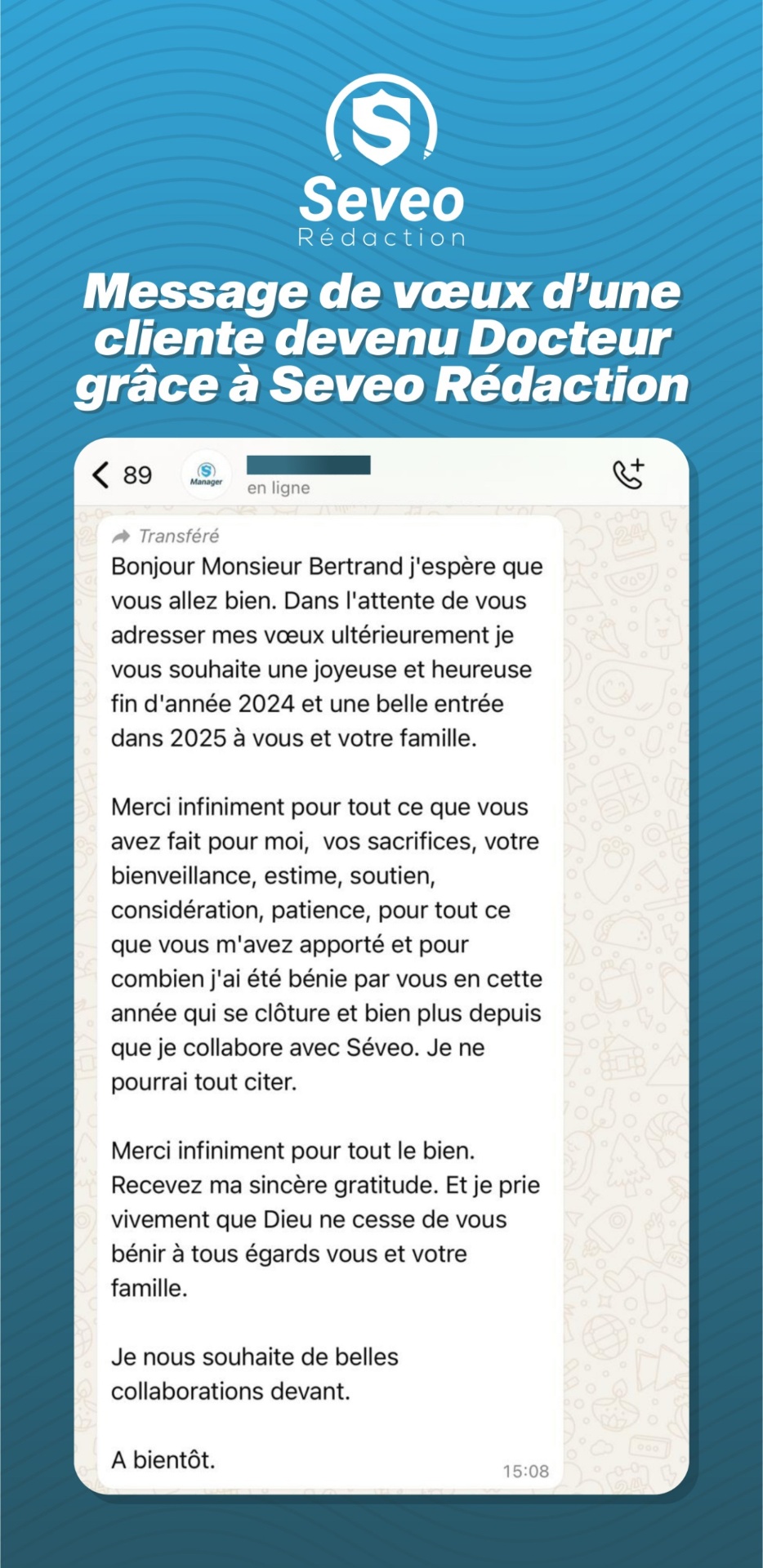 Message de remerciement client docteur