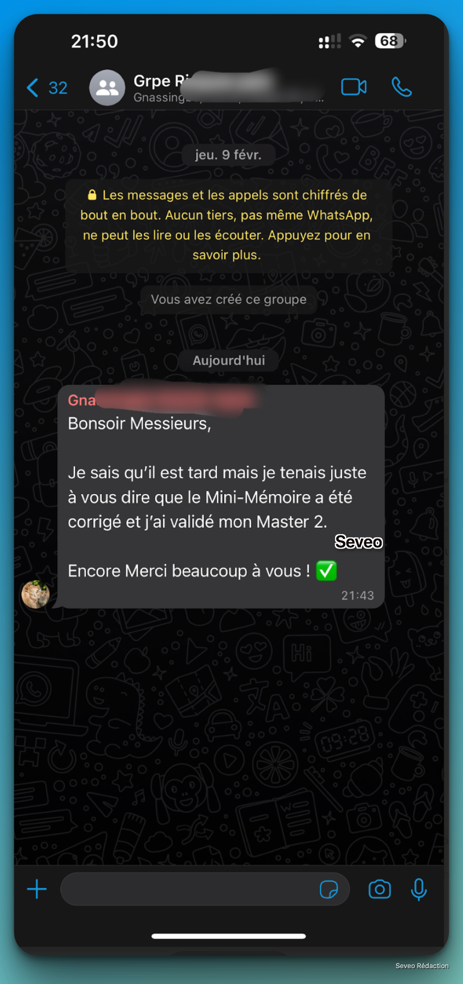 Master 2 validé merci Seveo