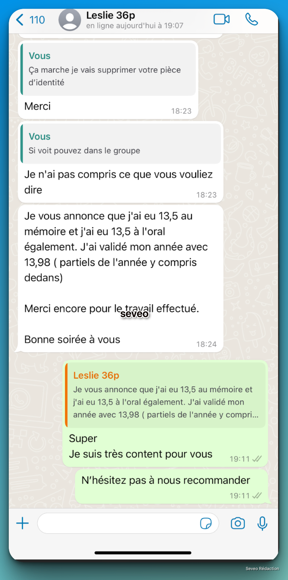 Client satisfait travail excellent