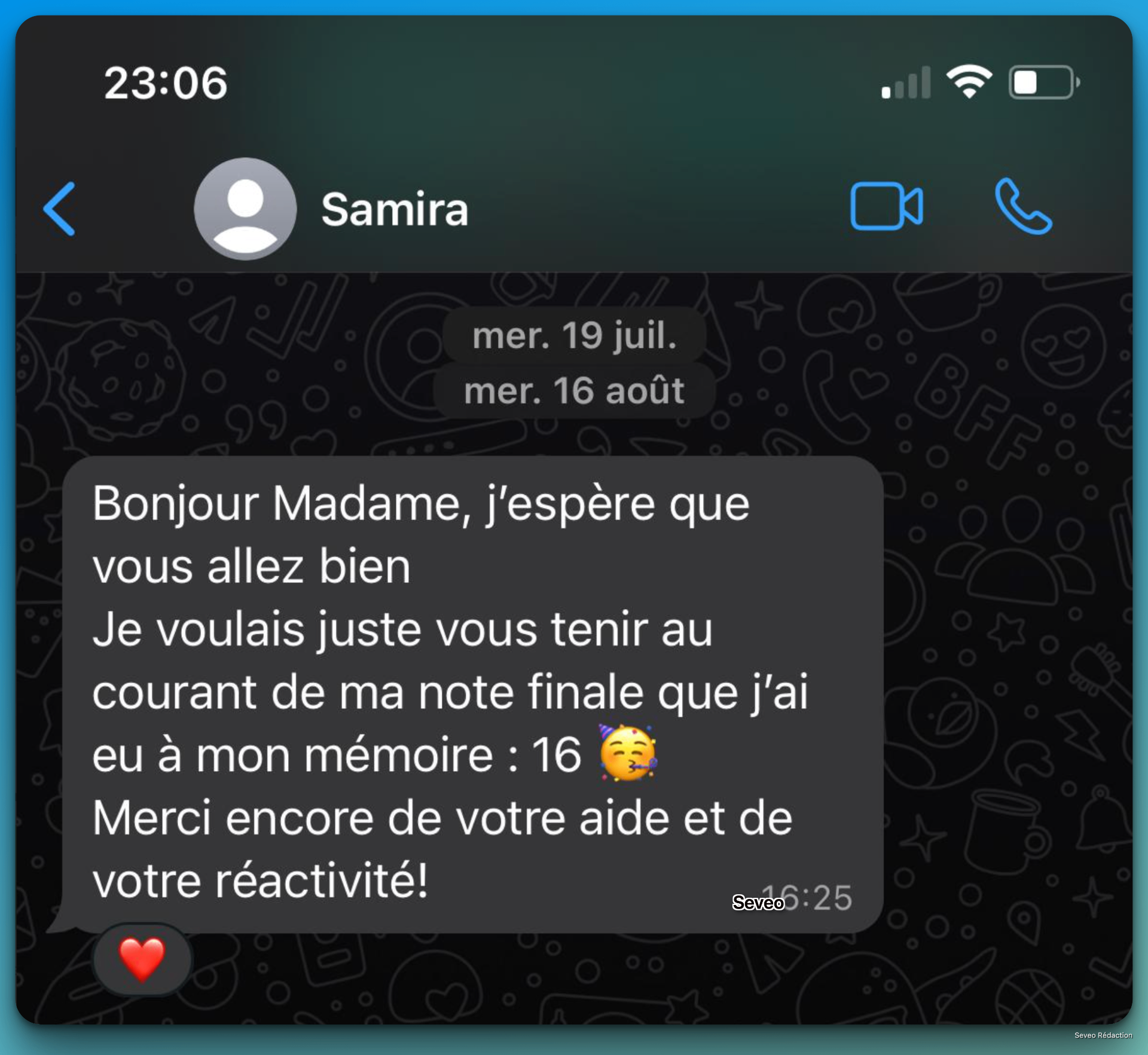 Remerciement client Seveo Rédaction
