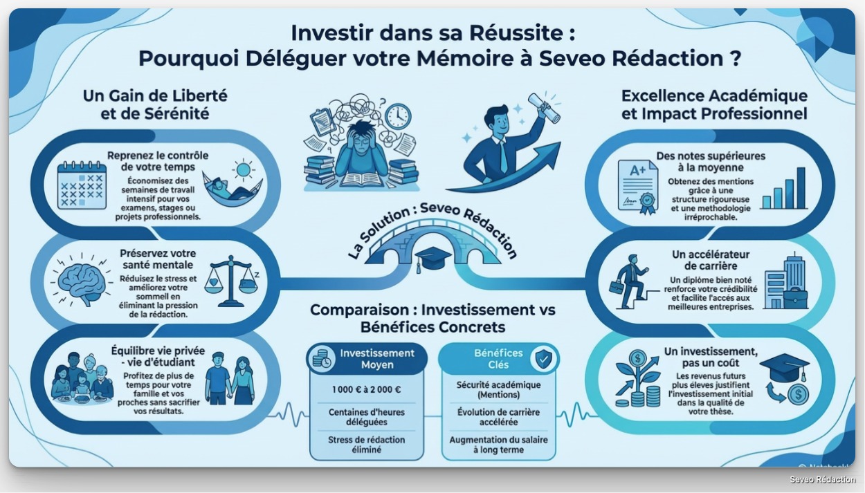 Pourquoi déléguer votre mémoire à Seveo Rédaction — comparaison investissement vs bénéfices